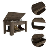 Austin Storage Table, One Extendable Table Shelf, Four Legs, Lower Shelf -Dark Brown B07091895