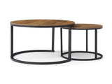 Set of 2 Coffee Table Nesting Side Round End Table Top Sturdy Metal Frame Desk Centerpiece Living W1117P209519