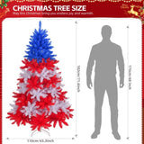 6 FT Patriotic Artificial Christmas Tree, Hinged Tree 4th of July Patriotic Decorations with 900 92099137