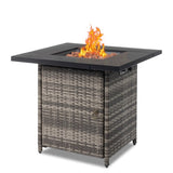 ZNTS 28-Inch Fire Table,50000 BTU Gas Firepit with Volcanic Stone Black 53574282