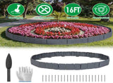 20 Pack Cobbled Stone Look Garden Edging, Flexible Interlocking PVC Landscape Edging, 16 FT No Dig 28864555