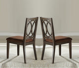 Classic Transitional Style Chairs 2pc Set Espresso Finish Wood Frame Brown Seat Upholstery B2741P334818