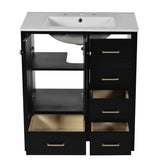 30'' Bathroom Vanity with Ceramic Sink Combo, Solid Wood Frame Bathroom Storage Cabinet, N710P194420B