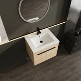 LEVISTAR Oak 24 Inch Bathroom Vanity with resin Countertop Sink, 2 Doors Bathroom Cabinet Set W1972P165042