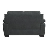 ZNTS Comfortable Plush Seating Loveseat 1pc Dark Gray Textured Fabric Channel Tufting Solid Wood Frame B011122283