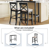 TOPMAX Farmhouse 48"Rectangular Wood Bar Height Dining Set Kitchen Breakfast Nook with 2 Chairs for N717P195018E