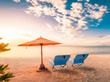 56*60*63cm Load-Bearing 100kg Blue Oxford Cloth White Iron Frame Beach Chair 70107311