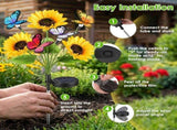 4Pack Solar Sunflower Garden Stake Lights, 3 Sunflower Heads & Butterfly Decor, Warm White LED with 19052995