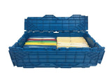 uBoxes Storage and Packing Plastic Tote Crate Attached Lid Flip Top, 27"x17"x12" 83911599