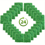 ZNTS 24Pcs Artificial Boxwood Topiary Hedge Plant Grass Backdrop Fence Privacy Screen Grass Wall 03576612