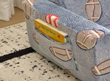 Glow-in-the-Dark Kids Foldable Sofa Bed All-Sponge Single Chaise Lounge Grey-Blue Ball Pattern 67916799
