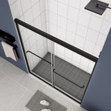 ZNTS Bypass shower door, sliding door, with 1/4" tempered glass and Matted black finish W2122131032