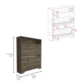 Calgary Shoe Rack, Superior Top, One Open Shelf, Two Extendable Shelves -Dark Brown B20091898