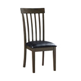 Espresso Finish Set of 2 Chairs Black Faux Leather Upholstered Seat Wooden Kitchen Dining Room B011P178141