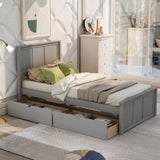 ZNTS Platform Storage Bed, 2 drawers with wheels, Twin Size Frame, Gray 73106835