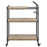 Oak and Sandy Black 2-Shelf Serving Cart B062P186435