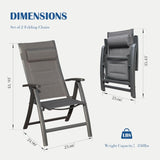 Patio Folding Chairs Set of 2,Padded Textilene Fabric Seat W1859P321619