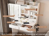 Small Makeup Vanity Desk with Mirror & Adjustable LED Lights,Built-in Power Outlet & Hidden Storage, 64240969