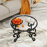 3 Piece Tempered Glass Surface Coffee Table Set, Decor Coffee Table Round End Side Table with Sturdy W2167P220517