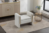 031-Teddy Fabric Single Bench Shoe Bench Makeup Bench For Bedroom Indoor,Ivory W527122003