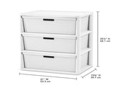 (2 pack) Wide 3 Drawer Tower, Plastic Storage Organizer with Removable Decorative Bins, Easy to 67808131