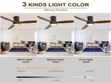 52 Inch Flush Mount Ceiling Fan with LED Light and Remote Control Solid Wood Blades 85783456
