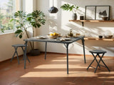 Folding Stool with Round Seat, Black Metal Frame, Portable Space-Saving Design 19590275