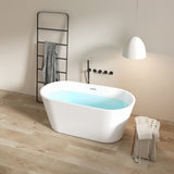 59" Acrylic Freestanding Bathtub, Modern & Contemporary Design Soaking Tub with Toe-tap Drain in W2568P166062