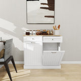 Two Drawers and Two-Compartment Tilt-Out Trash Cabinet Kitchen Trash Cabinet-White W282P160454