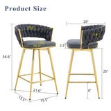 Two-piece rotating swivel chair, Dark gray cotton linen soft seat, golden metal legs, rust-proof W2920P281916