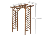 79" Wooden Garden Arbor Arch Trellis with Pergola Roof for Climbing Vines, Wedding & Party Decor 82051507