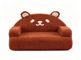 Kids Armchair Toddler Reading Sofa, Full Compression, Teddy Velvet Cute Brown Bear Shape Kids Sofa 13991023
