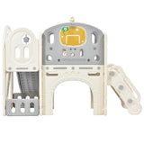 ZNTS Kids Slide Playset Structure, Castle Climbing Crawling Playhouse with Slide, Arch Tunnel, Ring Toss, 02990299