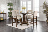 Classic Set of 2pc Counter Height Dining Chairs Ivory Fabric Padded Linen Chairs Upholstered Cushion B011110868