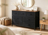 7-Drawer Fabric Dresser Storage Tower, Wide Chest Organizer with 2-Size Drawers, Sturdy Metal Frame 90841612