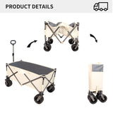 ZNTS Folding Wagon, Heavy Duty Utility Beach Wagon Cart for Sand with Big Wheels, Adjustable Handle&Drink W321P164906