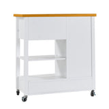 Kitchen Island Cart with walnut wood Top, Rolling Storage Cabinet on Wheels with Drawers, Sideboard W3417P329701