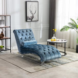 COOMORE Velvet Chaise Lounge Indoor,Button-Tufted Upholstered Chaise Lounge Chair with Pillow for W39538684