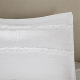 4 Piece Microfiber Reversible Ruffle Quilt Set with Throw Pillow White King/Cal King B03597435