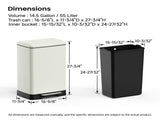 White 14 Gallons Pedal Trash Can with Soft Close Lid, Removable Inner Bucket & Detachable Wheels, 31799952