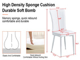 Modern minimalist dining chairs, office chairs. 2-piece set of white PU seats with silver metal W1151P268761
