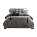 7 Piece Micro Corduroy Comforter Set Grey King B035P266662