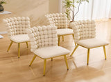 Set of 2 Luxury Cream Bubble Tufted Swivel Chair, Premium Velvet Upholstered Accent Chair with Gold W3875P457865