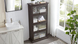 4 Tier Glass Display Cabinet for Living Room Stylish Storage Curio Cabinet with Flip Up Glass Doors W1758P294628