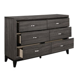 ZNTS Contemporary Design 1pc 6-Drawers Dresser Gray Finish Polished Hardware Wooden Bedroom Furniture B011P144751