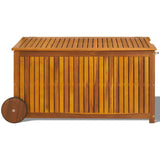 57 Gallon Outdoor Wood Storage Container with 2 Wheels, 2 in 1 Mutifunctional Garden Storage Bench 33551199