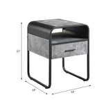 Raziela Concrete Gray & Black Finish End Table with Drawer B2726P244955
