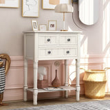 Narrow Console Table, Slim Sofa Table with Three Storage Drawers and Bottom Shelf 49804782