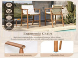 Outdoor Counter Height Bar Stools Chair Set of 2, Modern Patio Acacia Wooden Stools with Backrest N704P383163A