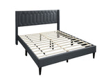 Modern Eye-Catching 1pc Queen Size Bed Charcoal Burlap Fabric Unique Diamond Design Headboard B011P238958
